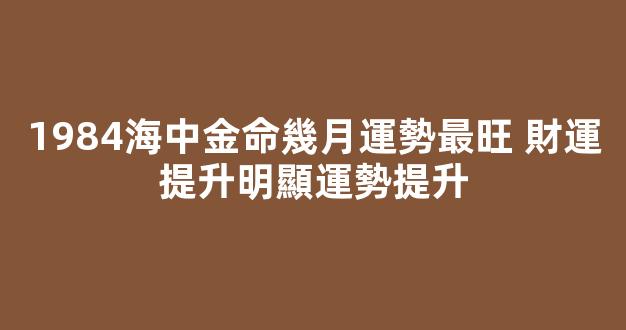 1984海中金命幾月運勢最旺 財運提升明顯運勢提升
